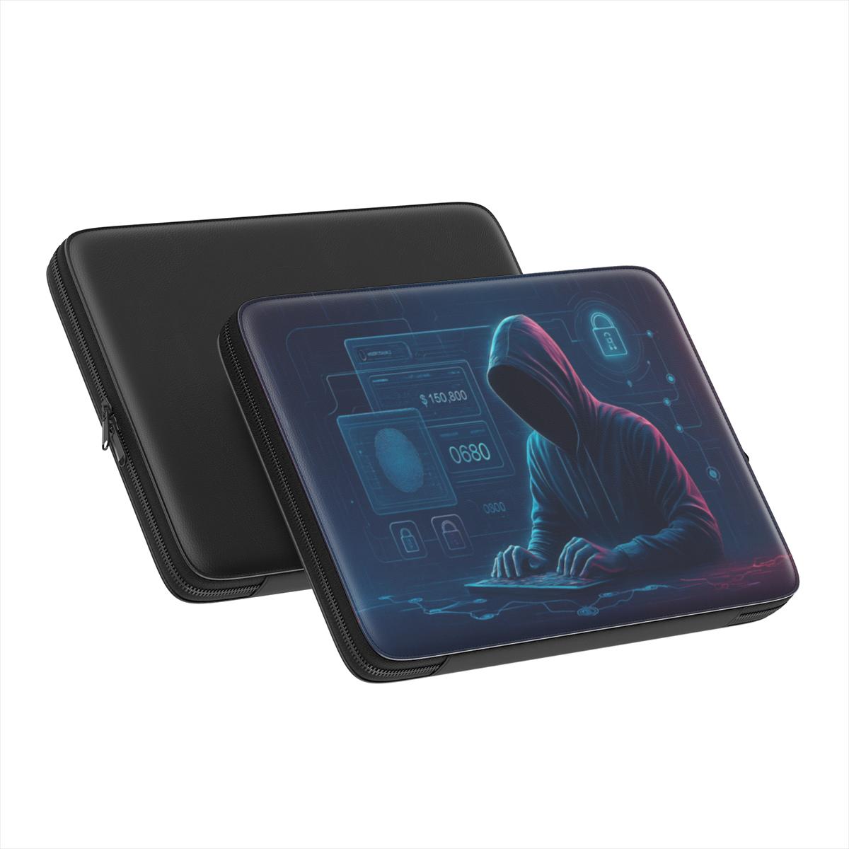 Husă Laptop Cyber Sentinel – Design Hacker Futurist | Vegan Leather & Protecție Premium
