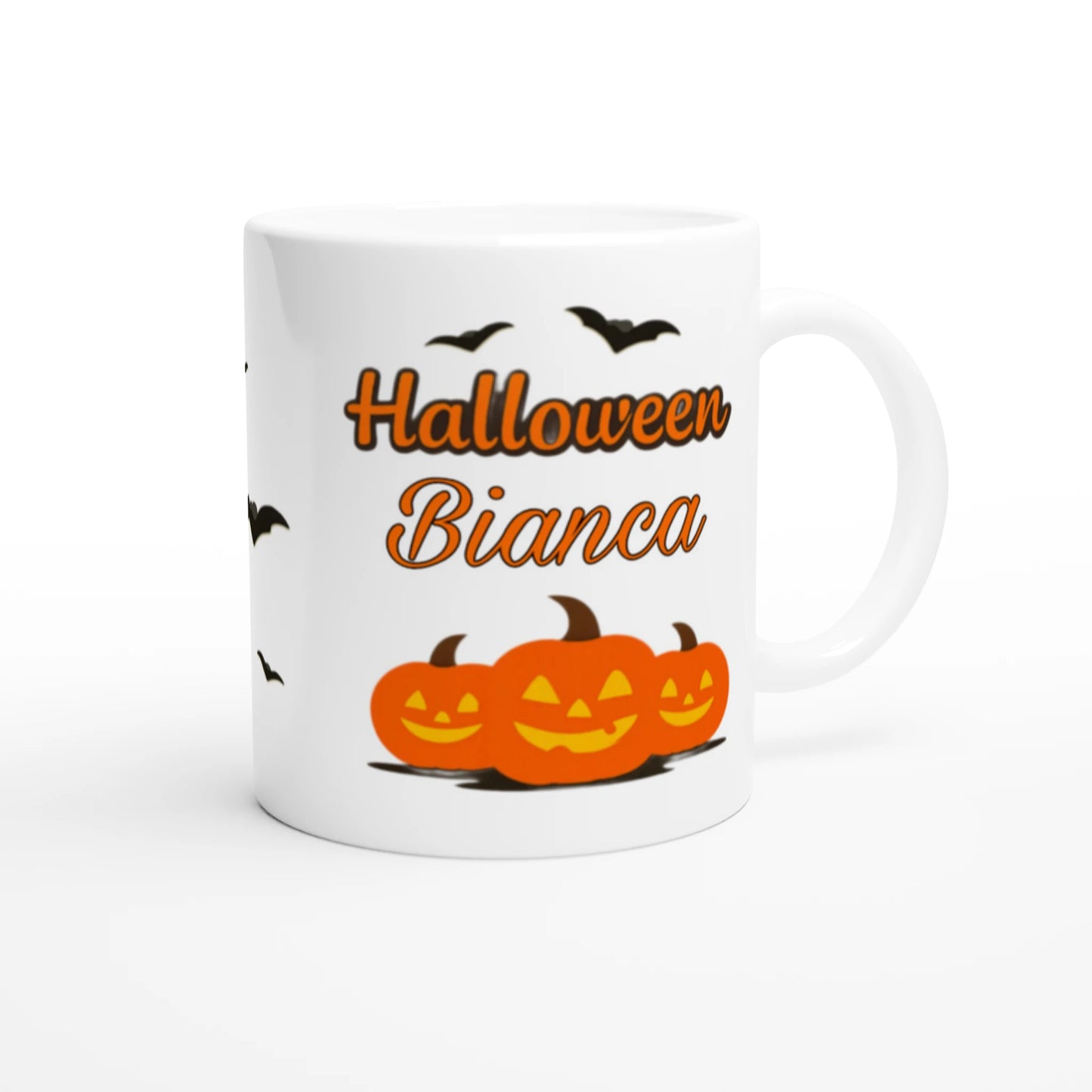 Cană Halloween personalizată cu numele Bianca, ceramică 325ml, vedere laterală dreapta