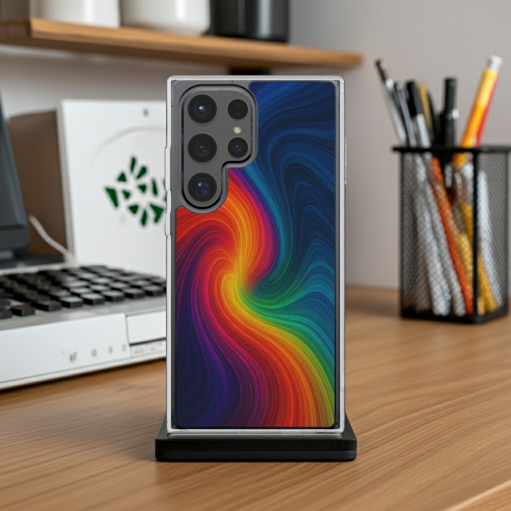 Husă transparentă Galaxy Ultra, vedere spate, design abstract multicolor Color Flow