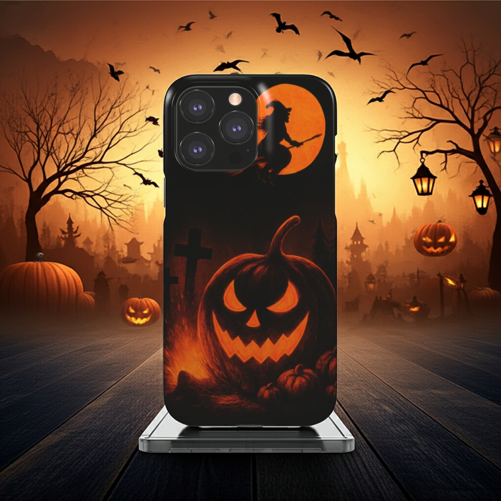 Husă Snap Huawei P30 – vedere din spate cu dovleac luminat și lună plină