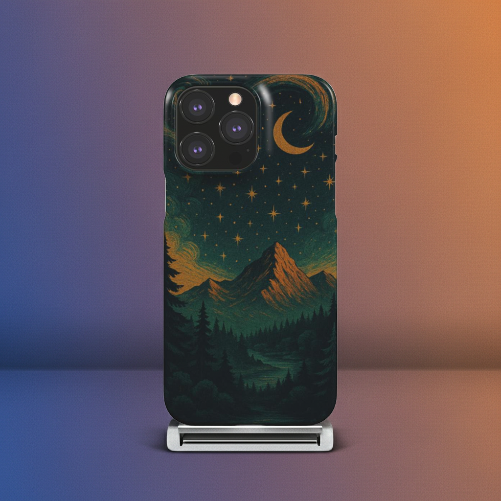 Husă Snap Huawei P40/P40 Pro Plus, vedere spate, peisaj montan noaptea cu cer înstelat și lună