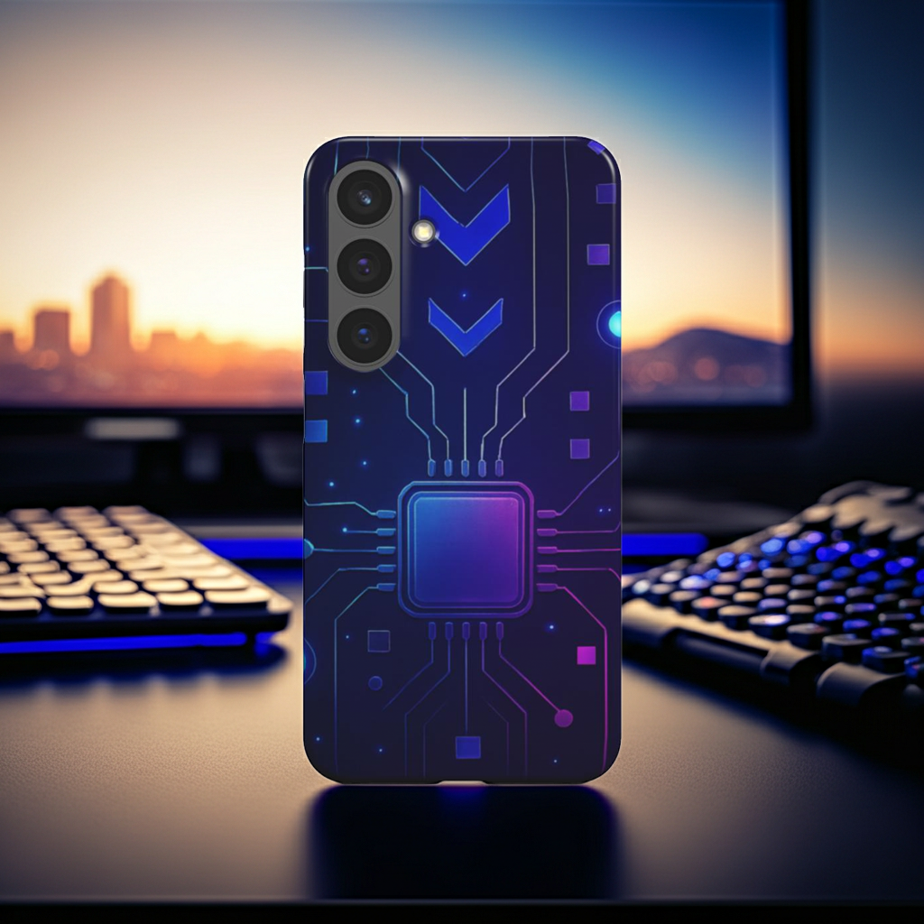 Husă Snap Samsung Galaxy A50 cu design tech digital, vedere spate