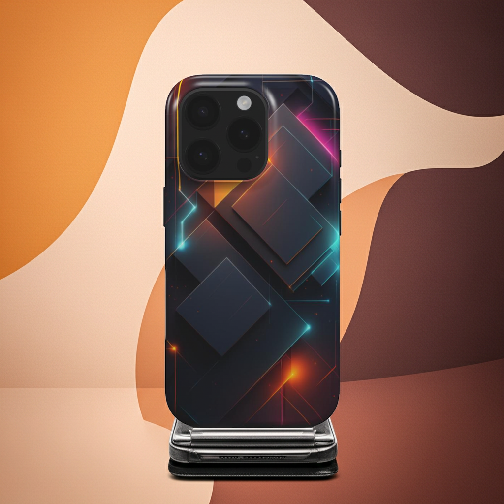 Husă Tough pentru Xiaomi Redmi Note 10 Pro și Note 11 Pro, vedere din spate cu design geometric futurist