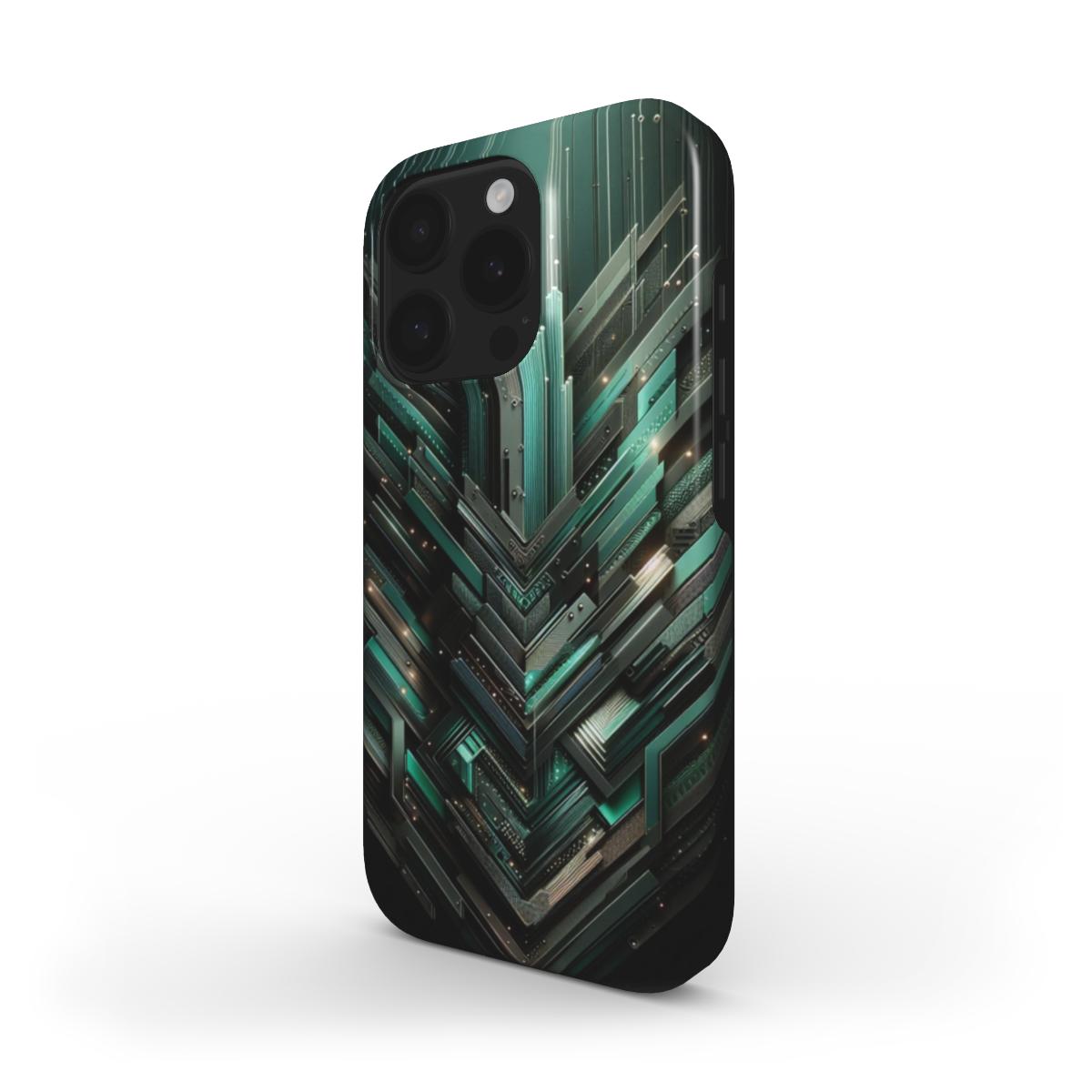Husă Tough Xiaomi 11T, vedere față, design oraș digital verde deschis
