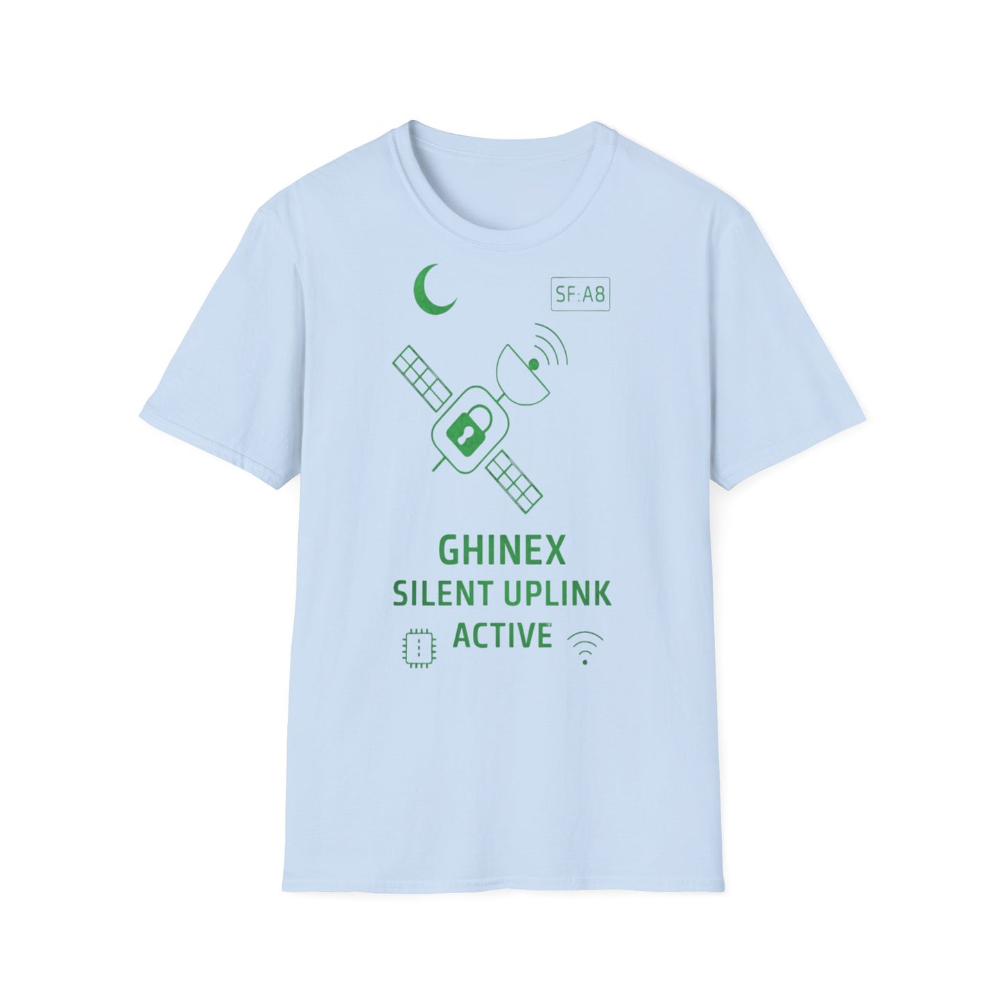 Tricou unisex Active Link din bumbac 100%, design satelit, culoare light blue