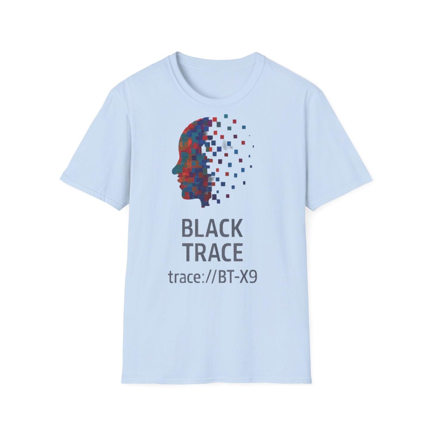 Tricou unisex albastru deschis din bumbac 100% cu design față digitală scattered