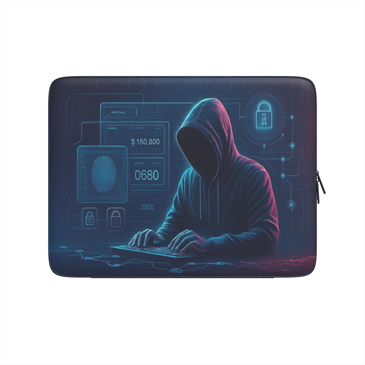 Husă Laptop Cyber Sentinel – Design Hacker Futurist | Vegan Leather & Protecție Premium