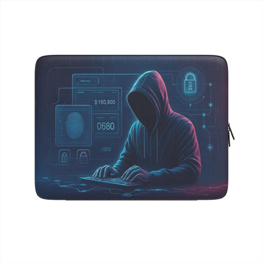 Husă Laptop Cyber Sentinel – Design Hacker Futurist | Vegan Leather & Protecție Premium