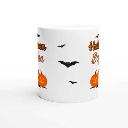 Cană Halloween personalizată cu numele Bogdan, ceramică 325ml, vedere frontală