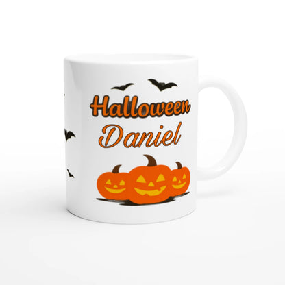 Cană Halloween personalizată cu numele Daniel, ceramică 325ml, vedere laterală dreapta
