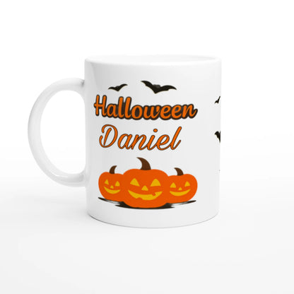 Cană Halloween personalizată cu numele Daniel, ceramică 325ml, vedere laterală stânga
