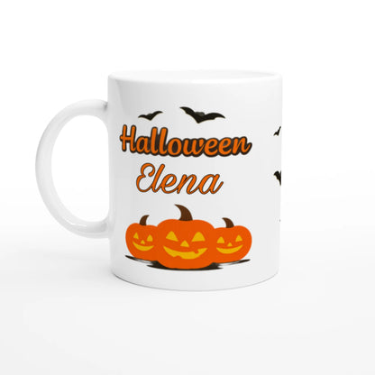 Cană Halloween personalizată cu numele Elena, ceramică 325ml, vedere laterală stânga