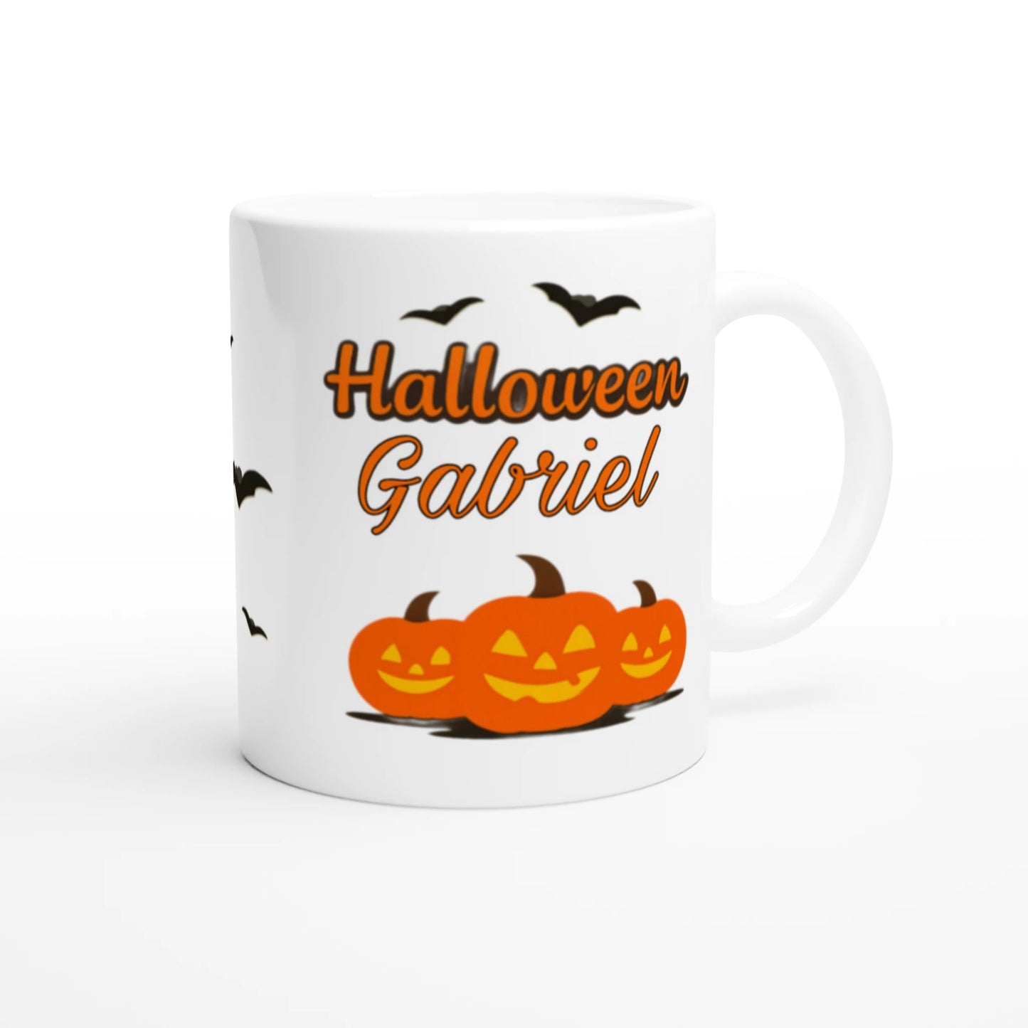 Cană Halloween personalizată cu numele Gabriel, ceramică 325ml, vedere laterală dreapta