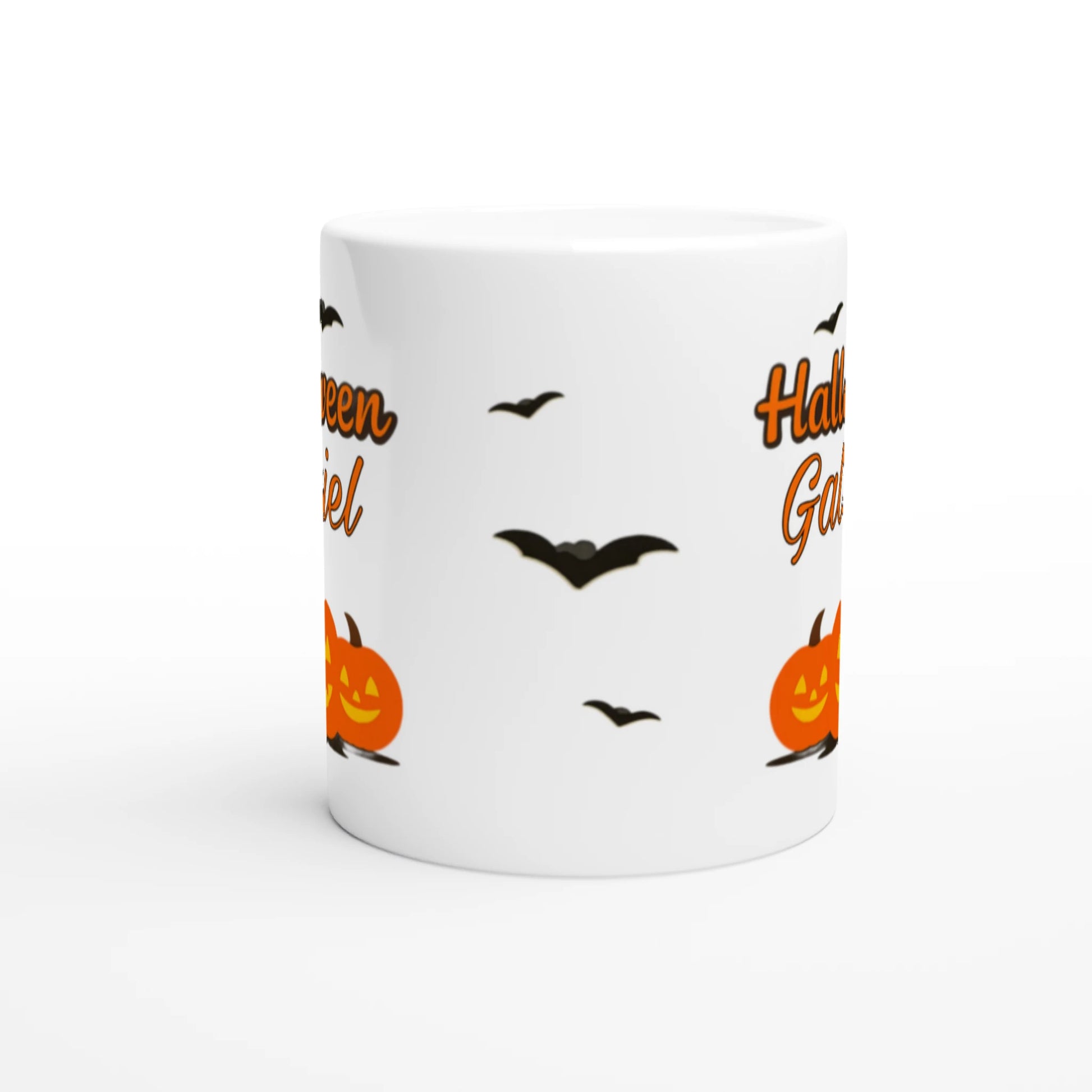 Cană Halloween personalizată cu numele Gabriel, ceramică 325ml, vedere frontală