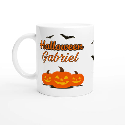 Cană Halloween personalizată cu numele Gabriel, ceramică 325ml, vedere laterală stânga