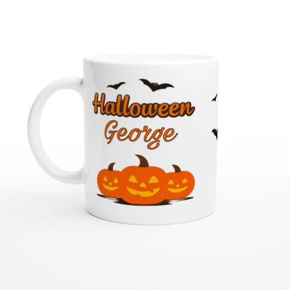 Cană Halloween personalizată cu numele George, ceramică 325ml, vedere laterală stânga