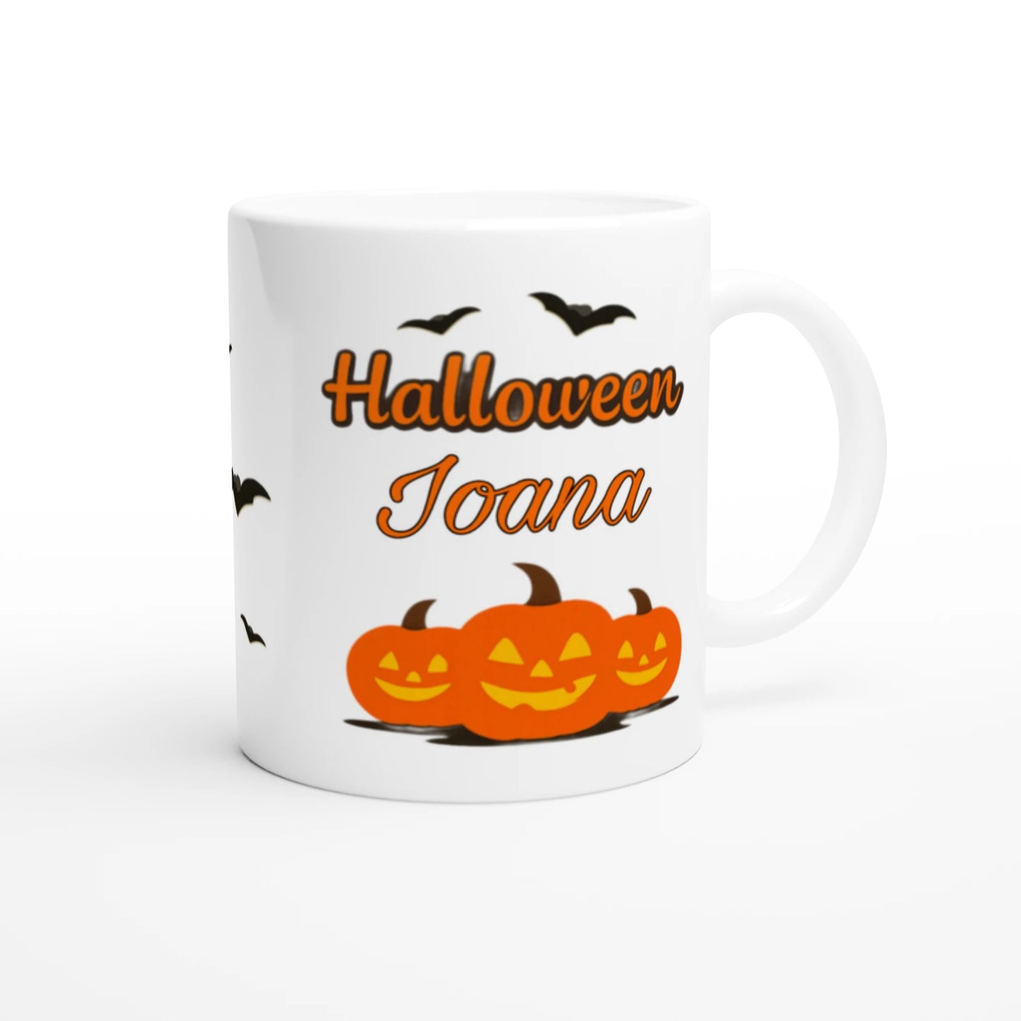 Cană Halloween personalizată cu numele Ioana, ceramică 325ml, vedere laterală dreapta