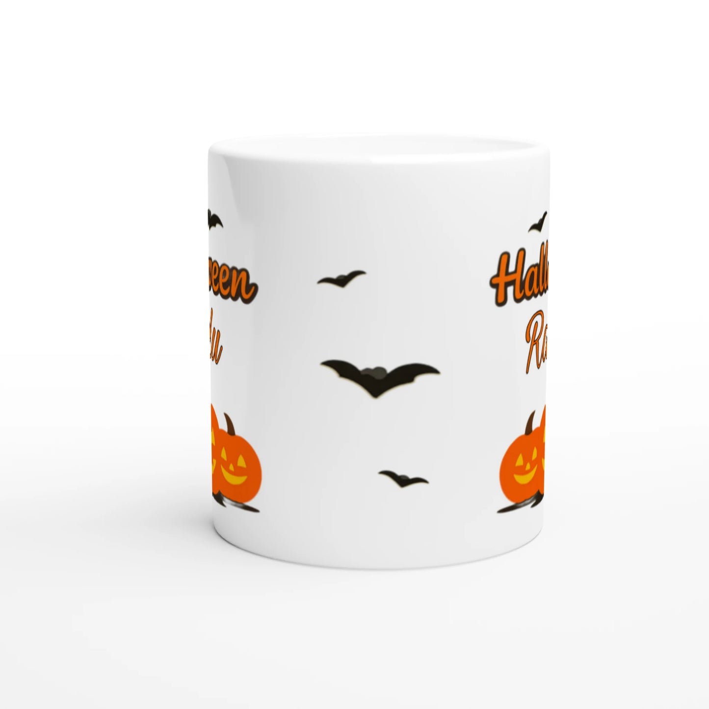 Cană Halloween personalizată cu numele Radu, ceramică 325ml, vedere frontală