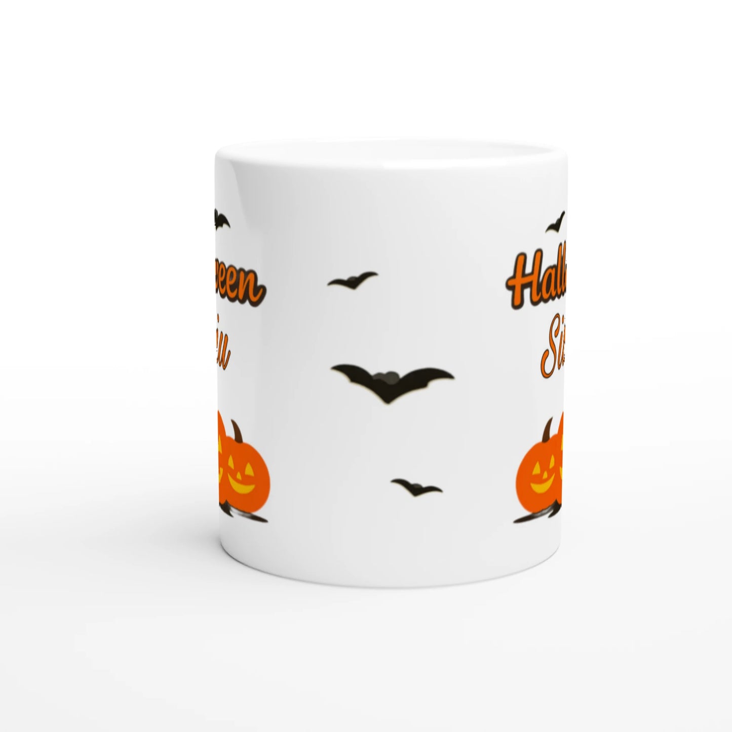 Cană Halloween personalizată cu numele Silviu, ceramică 325ml, vedere frontală