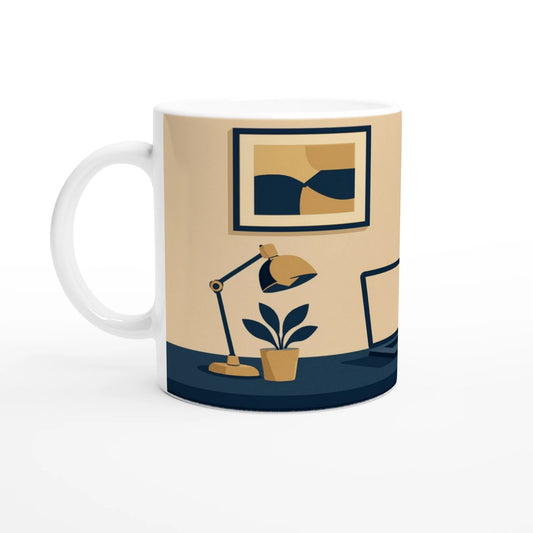 Cană ceramică 325 ml Urban Focus, vedere din stânga, design minimalist cu skyline urban