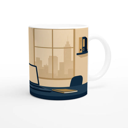 Cană ceramică 325 ml Urban Focus, vedere din dreapta, design minimalist cu skyline urban