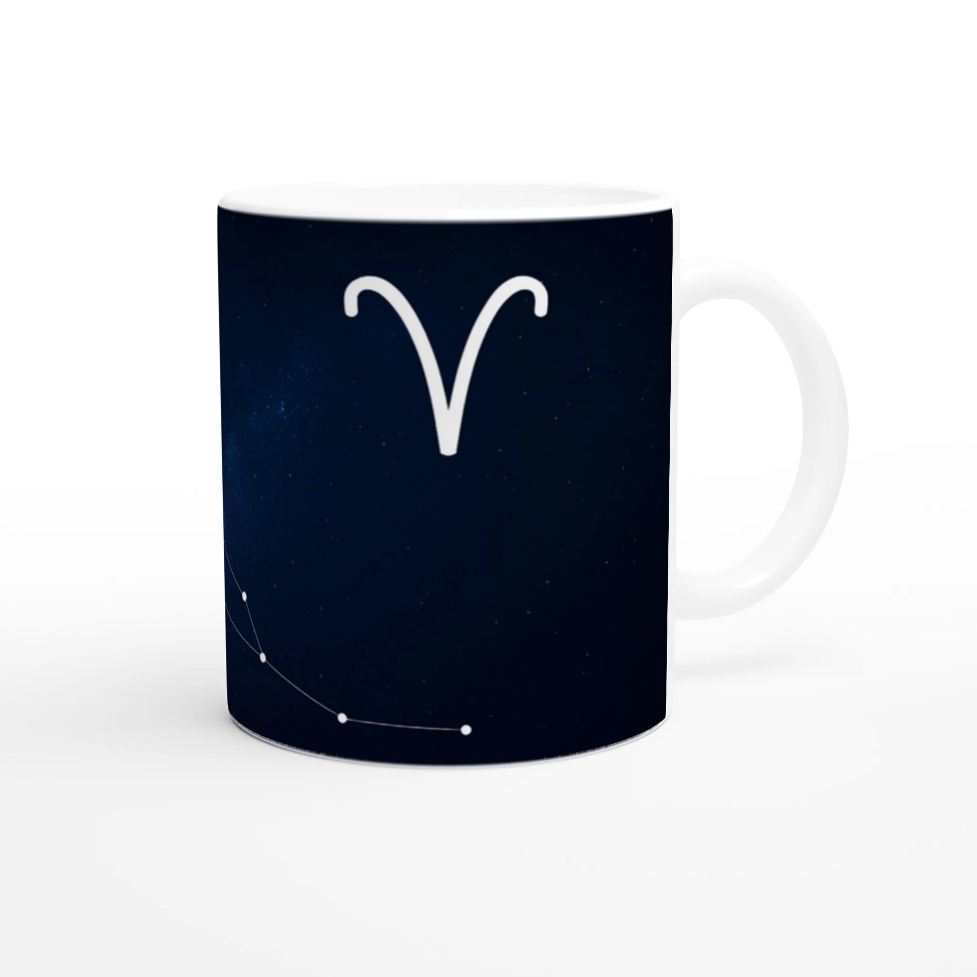 Cana zodiacală din ceramică 325 ml, vedere față, design vibrant dedicat zodiei Berbec