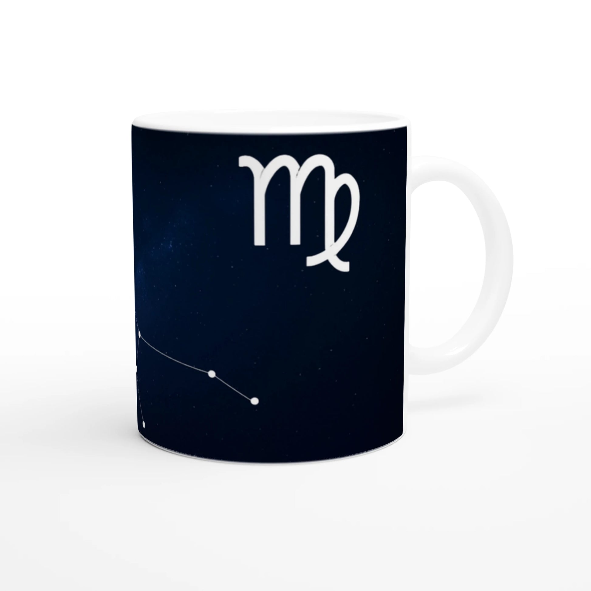 Cana zodiacală din ceramică 325 ml, vedere față, design minimalist dedicat zodiei Fecioară