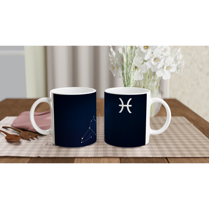 Două căni zodiacale din ceramică 325 ml, design eteric dedicat zodiei Pești