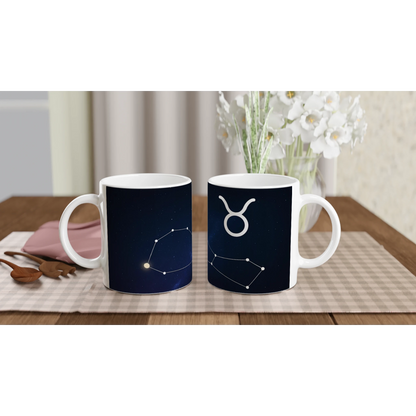 Două căni zodiacale din ceramică 325 ml, design elegant dedicat zodiei Taur