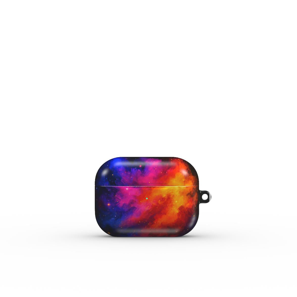 Carcasă ultra-rezistentă pentru AirPods Pro, vedere spate, design cosmic cu nebuloase colorate