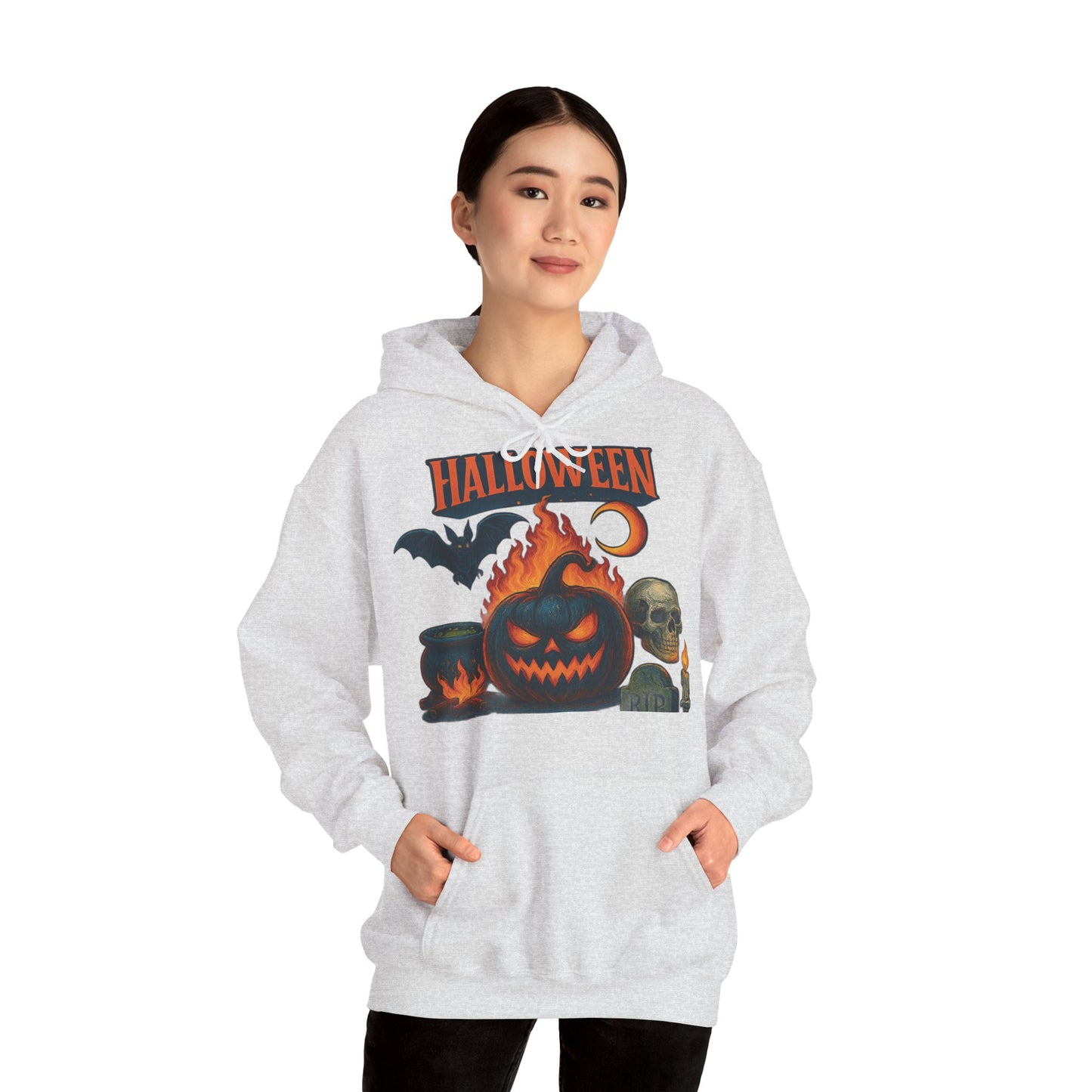 Hanorac unisex Halloween ash – pe model