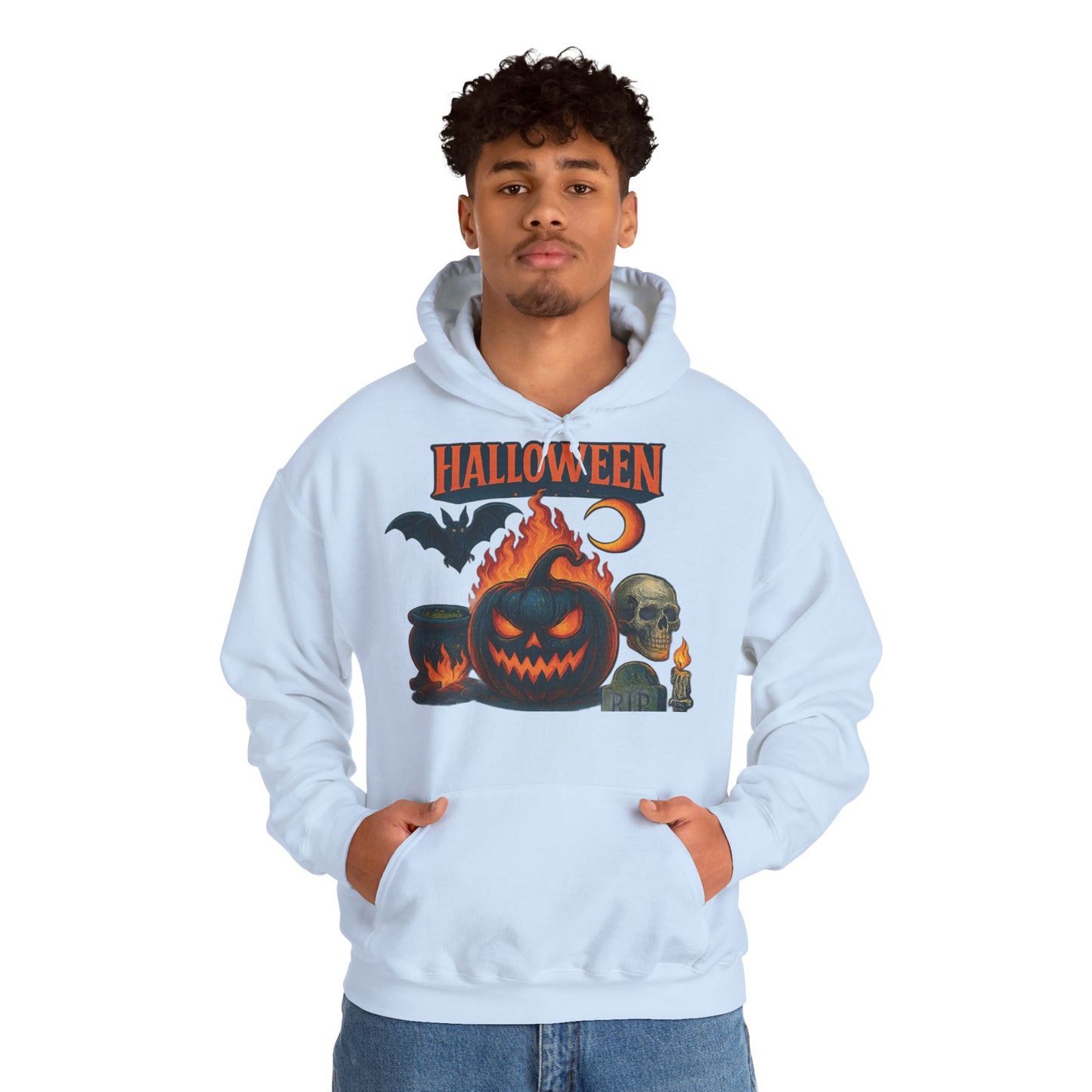 Hanorac unisex Halloween light blue – pe model