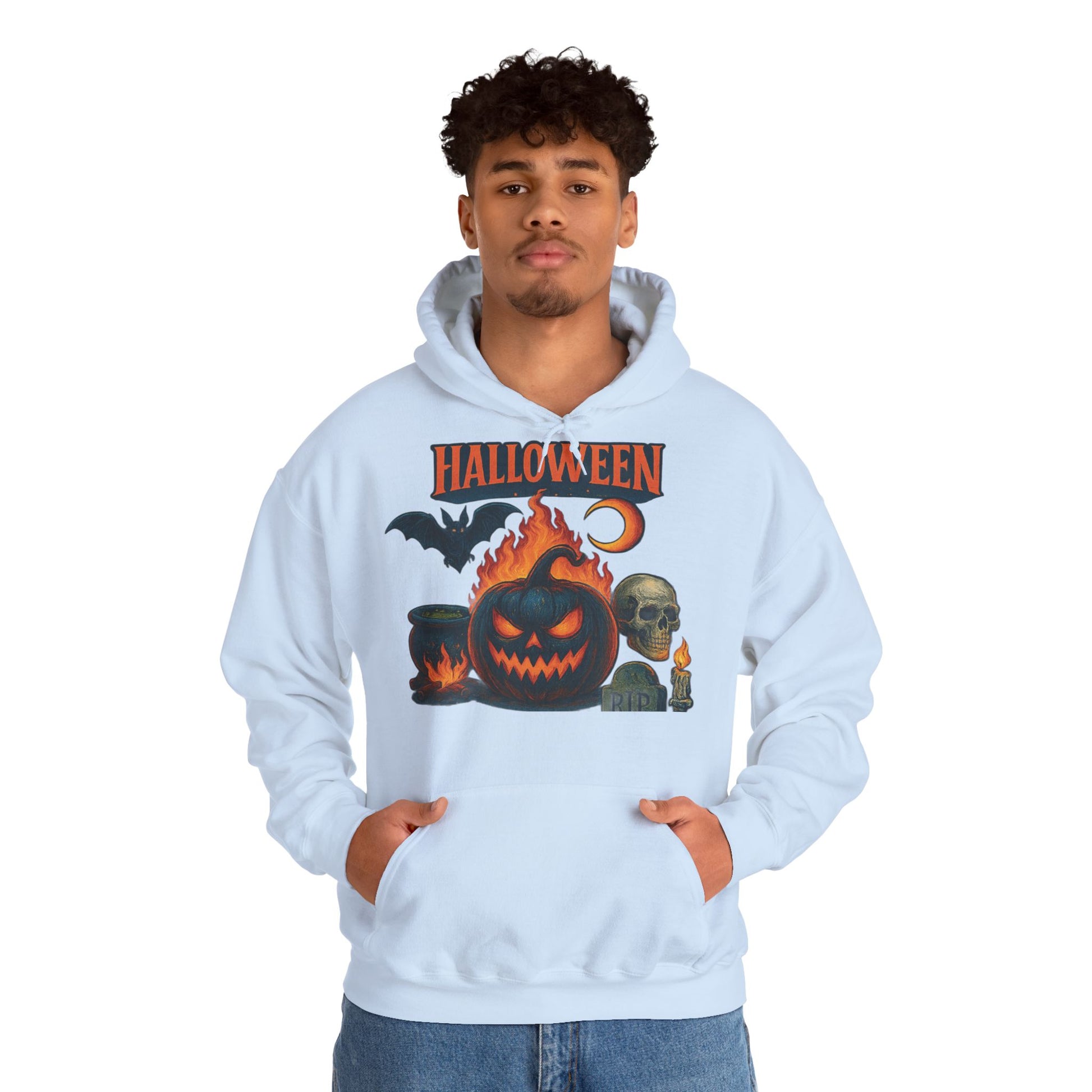 Hanorac unisex Halloween light blue – pe model