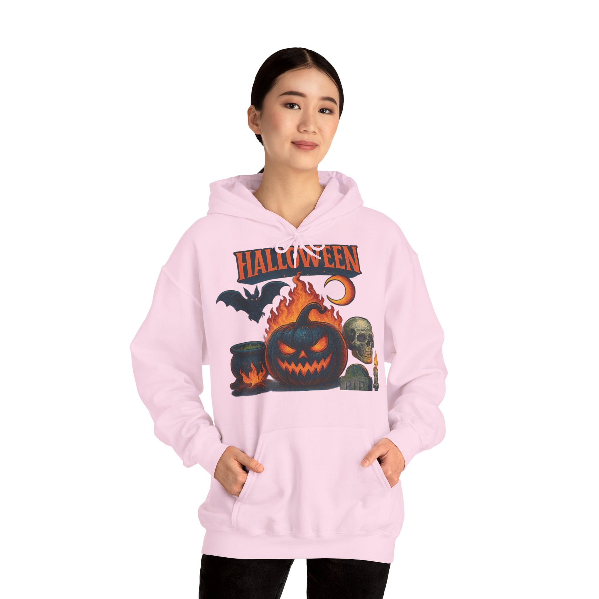 Hanorac unisex Halloween pink – pe model