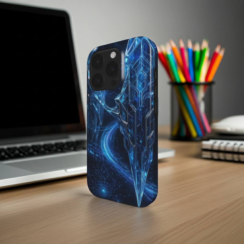 Husă Abstract Future pentru OnePlus 11 / OnePlus 10 Pro 5G, vedere spate, design futurist albastru-negru