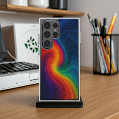 Husă transparentă Galaxy Ultra, vedere spate, design abstract multicolor Color Flow