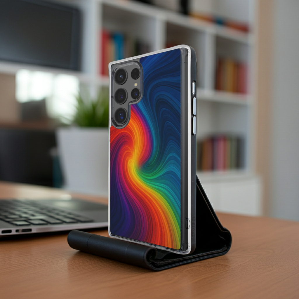 Husă transparentă Galaxy Ultra, vedere laterală, design abstract multicolor Color Flow