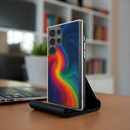 Husă transparentă Galaxy Ultra, vedere laterală, design abstract multicolor Color Flow