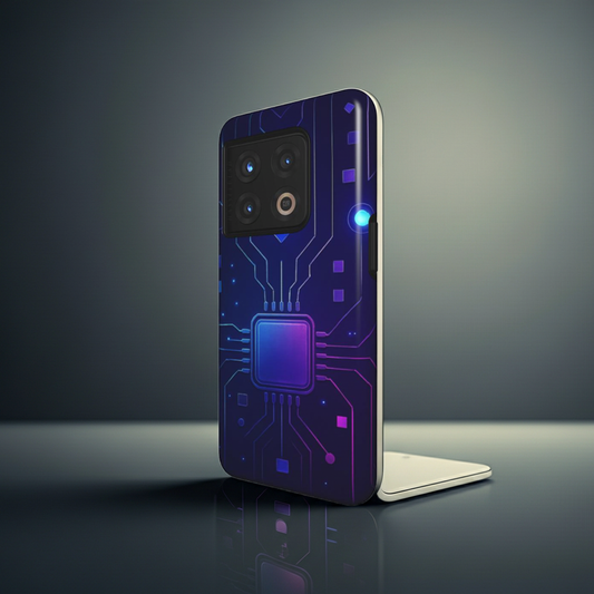Husă Tough OnePlus 10 Pro „Neon Core Chip” – vedere laterală cu microcip digital