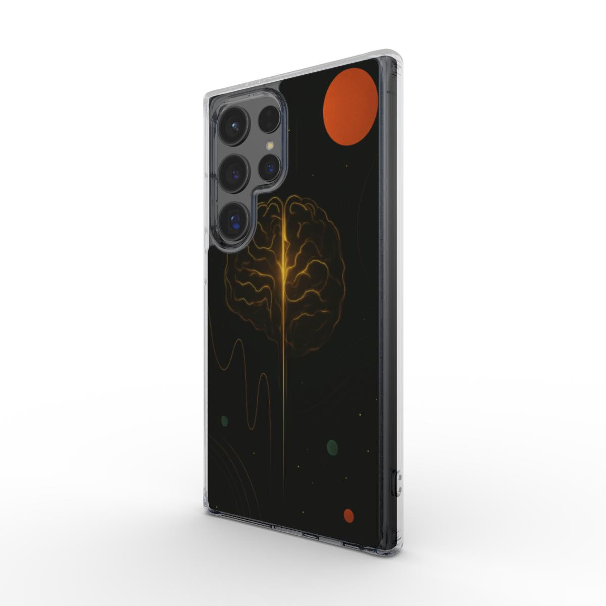 Husă Samsung Galaxy, vedere față, design futurist inspirat de particule și unde