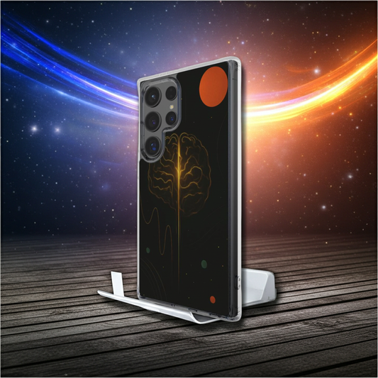 Husă Samsung Galaxy, vedere față, design futurist inspirat de particule și unde