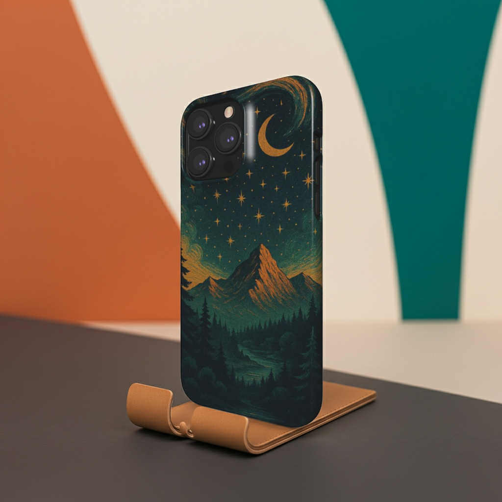 Husă Snap Huawei P40/P40 Pro Plus, vedere spate, design montan nocturn cu stele și lună