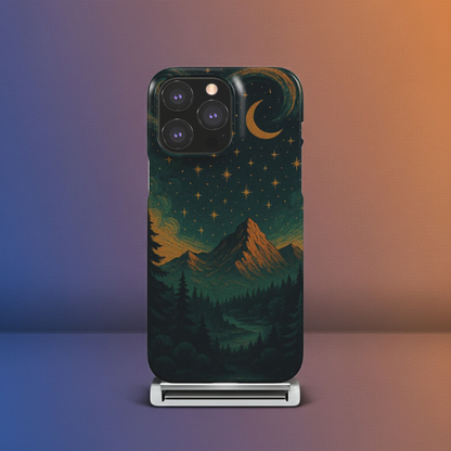 Husă Snap Huawei P40/P40 Pro Plus, vedere spate, peisaj montan noaptea cu cer înstelat și lună