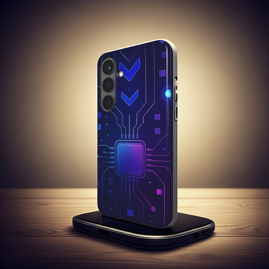 Husă Snap Samsung Galaxy A50 cu design tech digital, vedere laterală