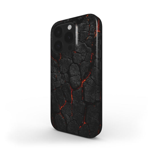 Husă Tough OnePlus cu design textură arsă incandescentă, vedere spate pe fundal alb