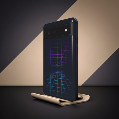 Husă Tough Google Pixel cu design geometric grid mov-albastru, vedere spate