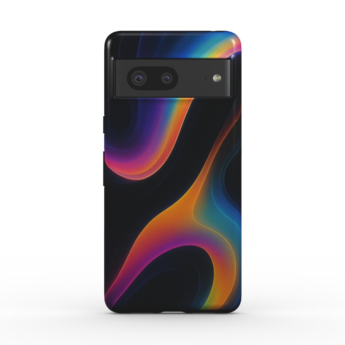 Husă Tough pentru Pixel 8, vedere spate, design abstract Neon Drift cu culori vibrante