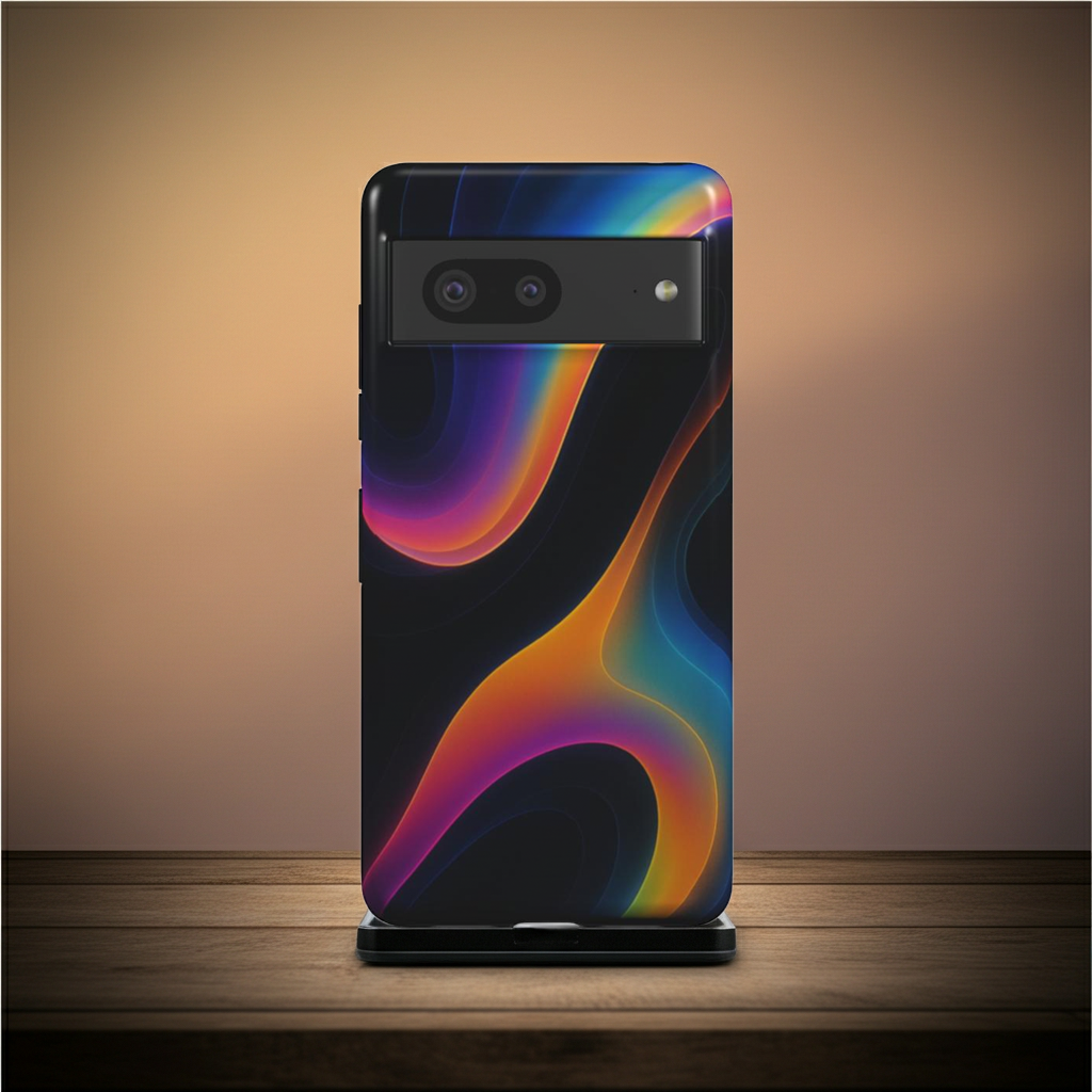 Husă Tough pentru Pixel 8, vedere spate, design abstract Neon Drift cu culori vibrante
