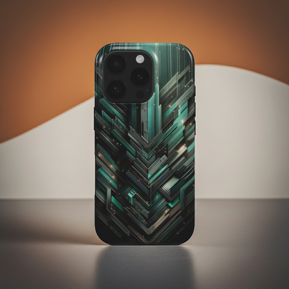 Husă Tough Xiaomi 11T, vedere spate, design oraș digital verde deschis