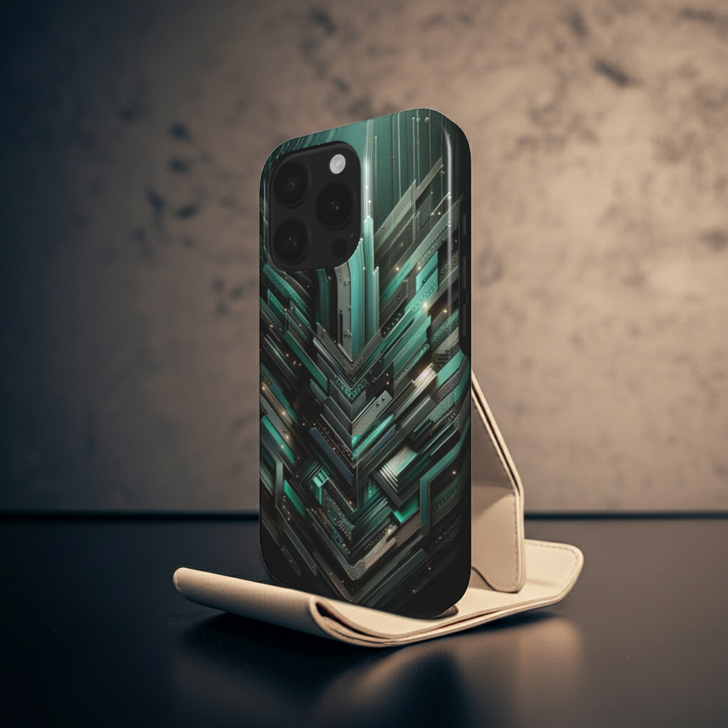 Husă Tough Xiaomi 11T, vedere față, design oraș digital verde deschis